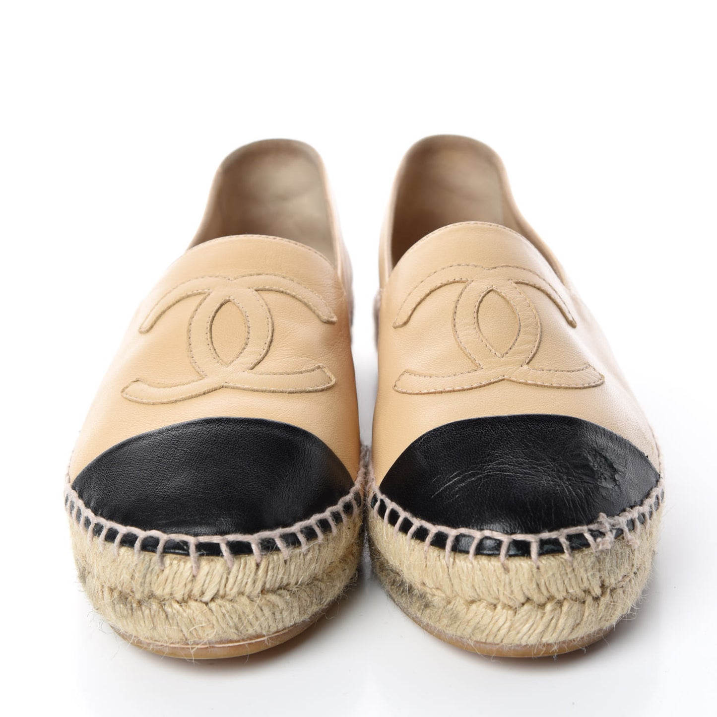 Lambskin CC Espadrilles 37 Beige Black