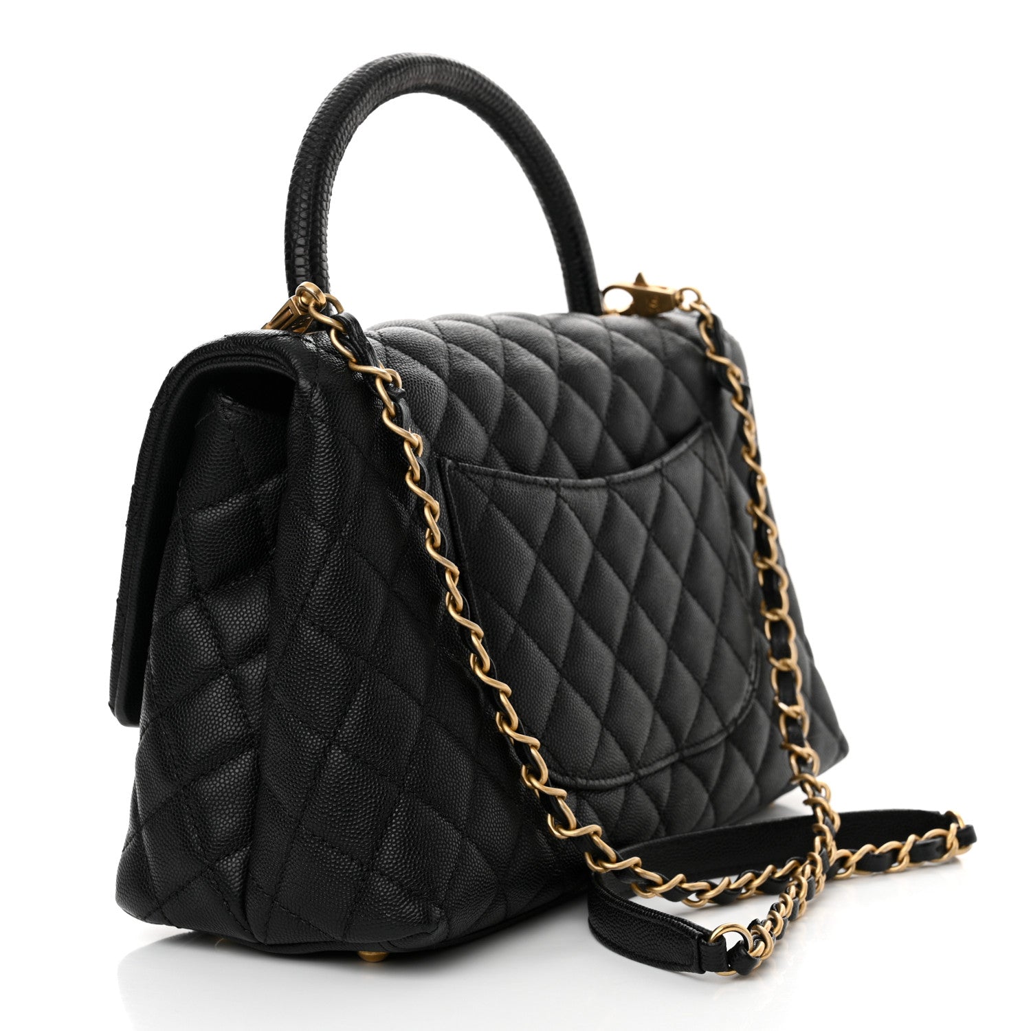 Chanel Caviar Lizard Quilted Small Coco Handle Flap Black 3 of 11