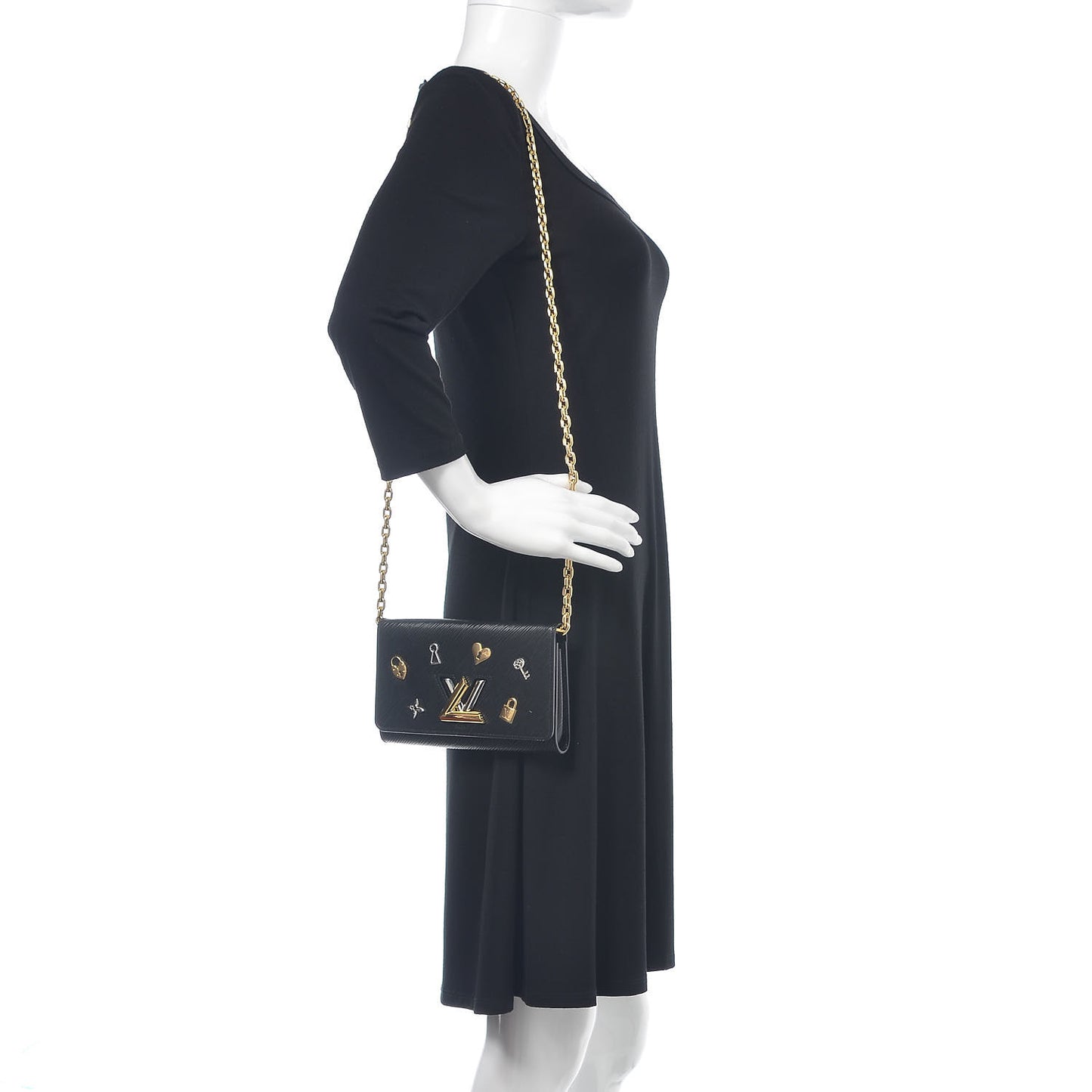 Epi Love Lock Twist Chain Wallet Black