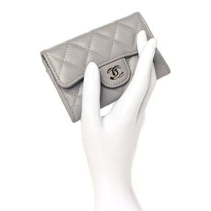 Chanel Caviar Quilted Flap Card Holder Wallet Grey 2 of 12