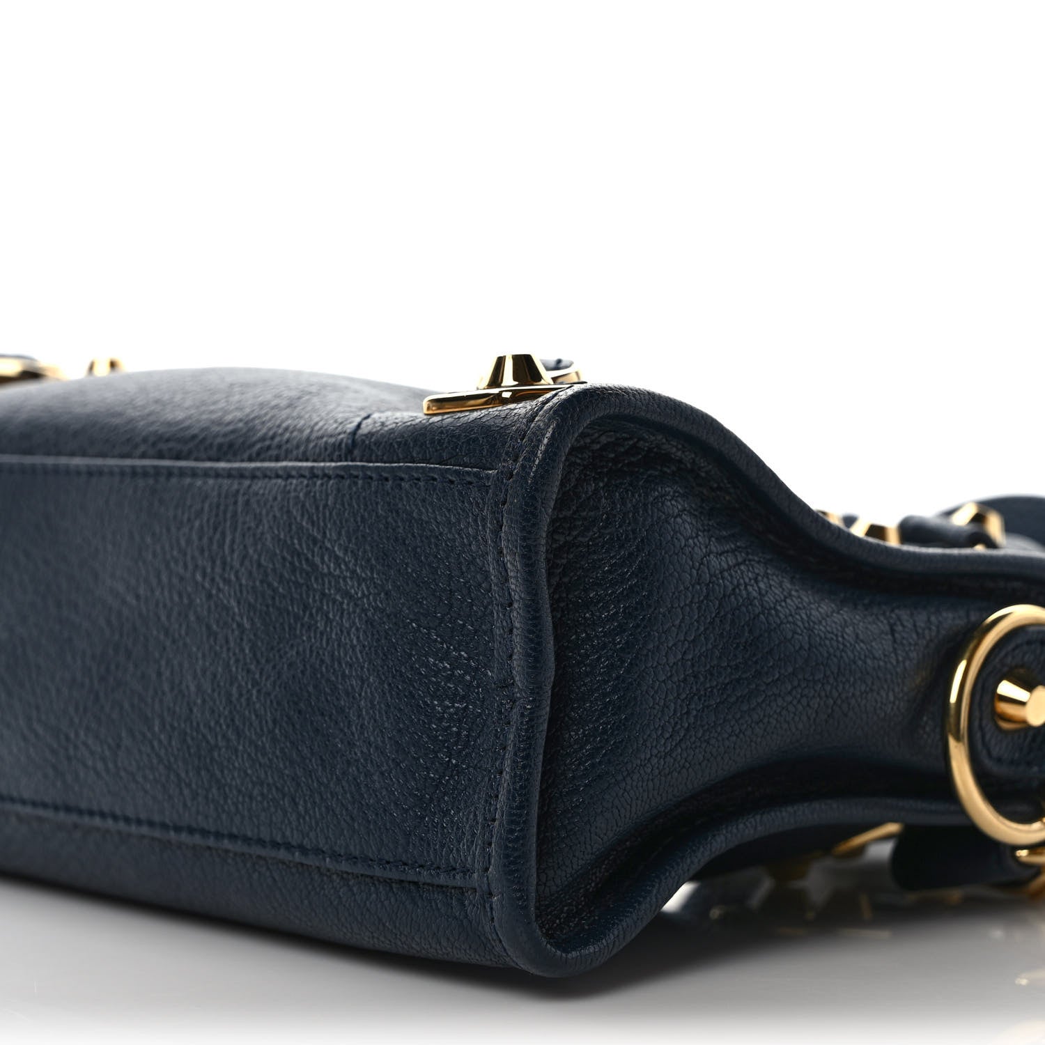 Balenciaga Shiny Goatskin Gold Metallic Edge Hardware Mini City Bleu de Minuit 9 of 9