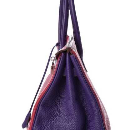 Hermes Togo Bi Color Horseshoe Birkin 35 Iris Rubis 13 of 14
