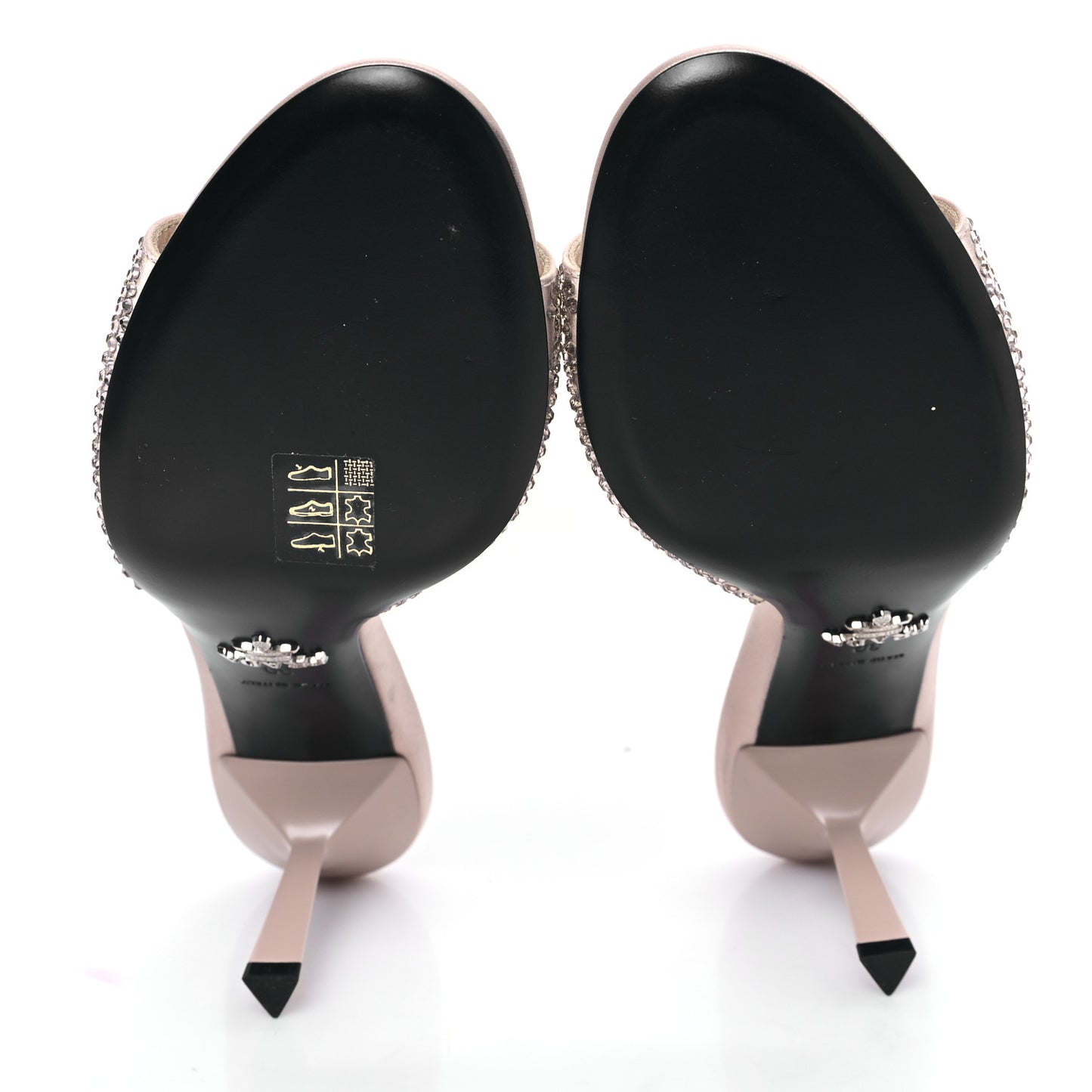 Satin Crystal Logo 85mm Slide Sandals 39 Ninfea