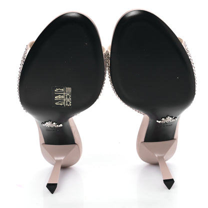 Prada Satin Crystal Logo 85mm Slide Sandals 39 Ninfea 5 of 8