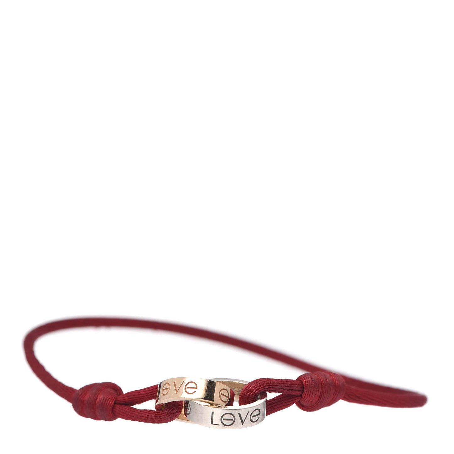 18K White Gold Pink Gold Silk Adjustable Two Hoops Love Bracelet Red
