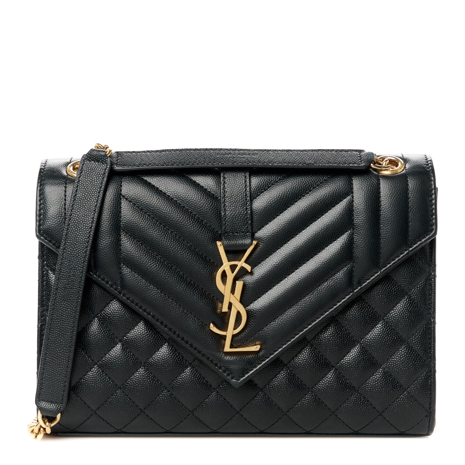Saint Laurent Grain De Poudre Textured Mixed Matelasse Triquilt Medium Monogram Satchel Black 1 of 12