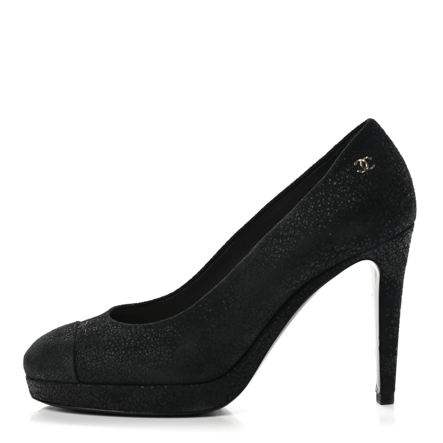 Calfskin Buffalo Cap Toe CC Pumps 37 Black