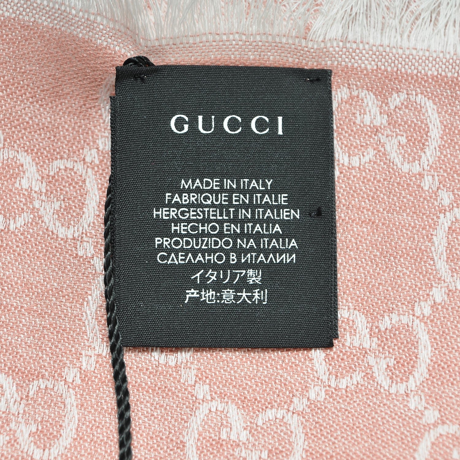 Gucci Wool Silk Monogram GGWeb Fringe Shawl Rose Ivory 4 of 5