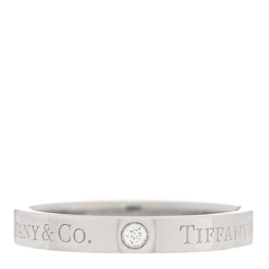 Platinum Diamond Logo Band Ring 54 7