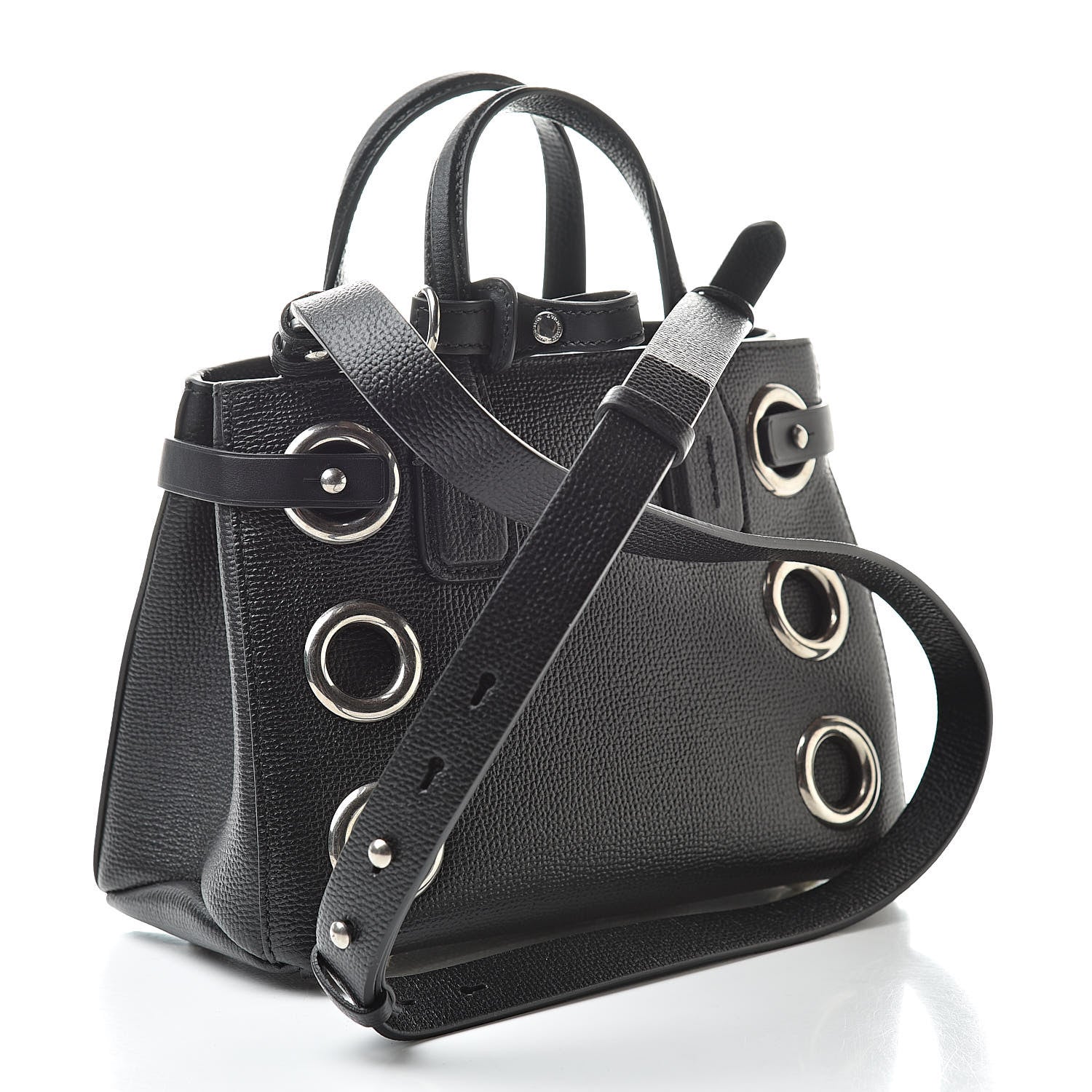 Burberry Grainy Calfskin House Check Grommet Baby Banner Tote Black 3 of 11