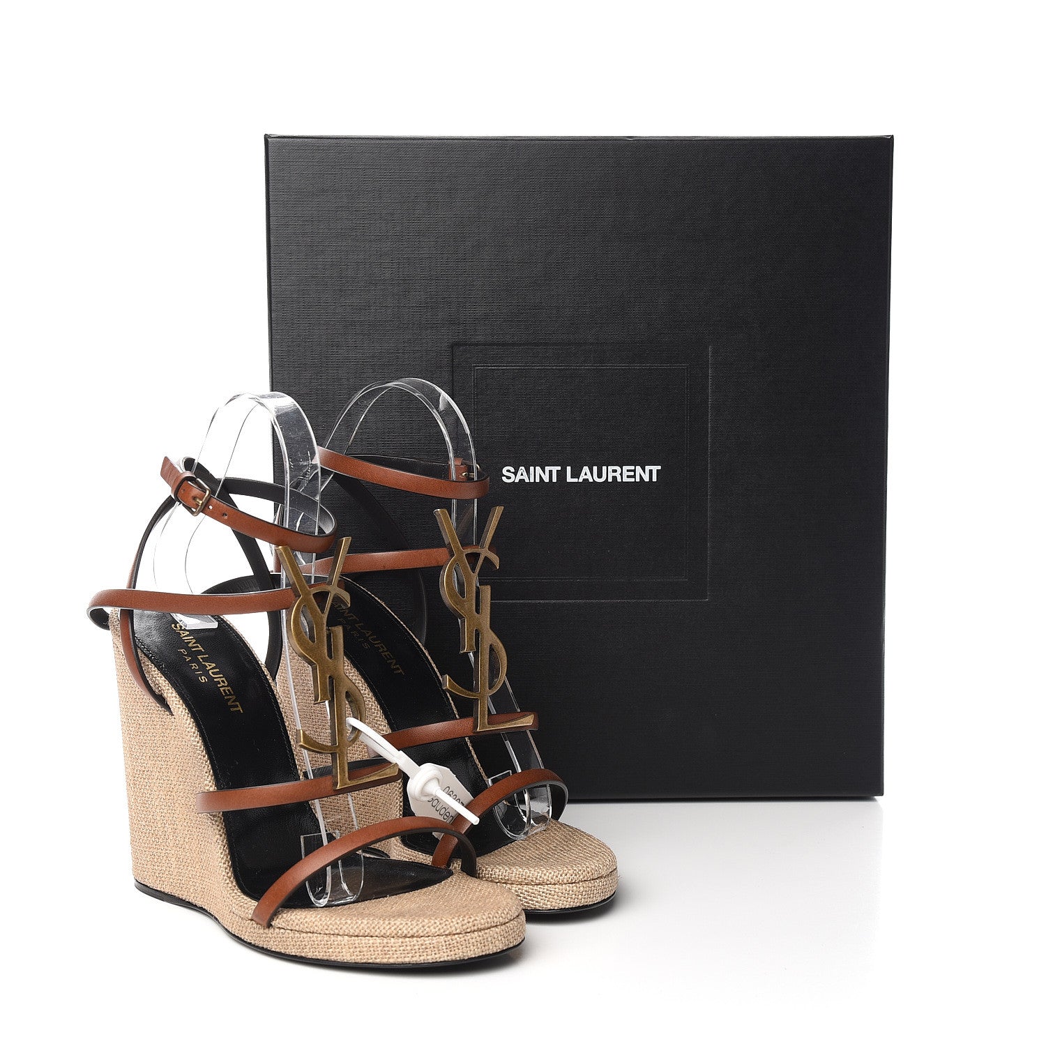Saint Laurent Calfskin Cassandra Espadrille 105 Wedges 37 Chocolate 8 of 8
