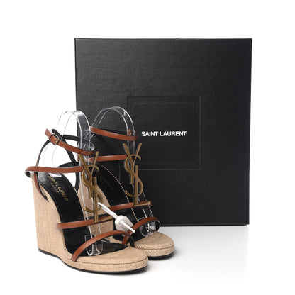 Saint Laurent Calfskin Cassandra Espadrille 105 Wedges 37 Chocolate 8 of 8