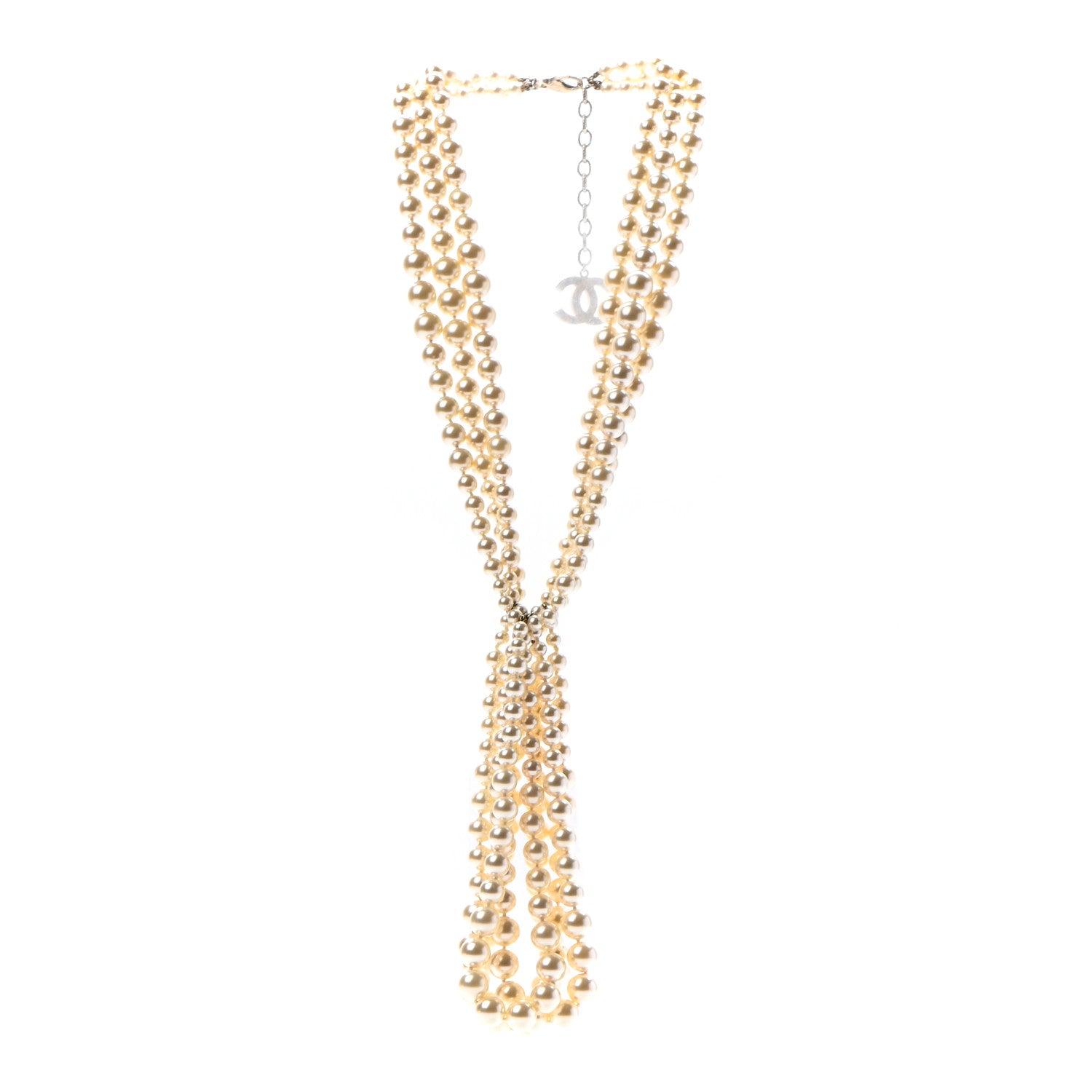 Chanel Pearl Multi Strand CC Necklace Gold 3 of 5