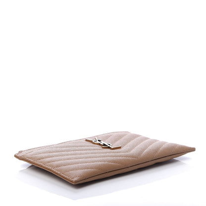Saint Laurent Grain De Poudre Chevron Monogram Bill Pouch Dune 4 of 8