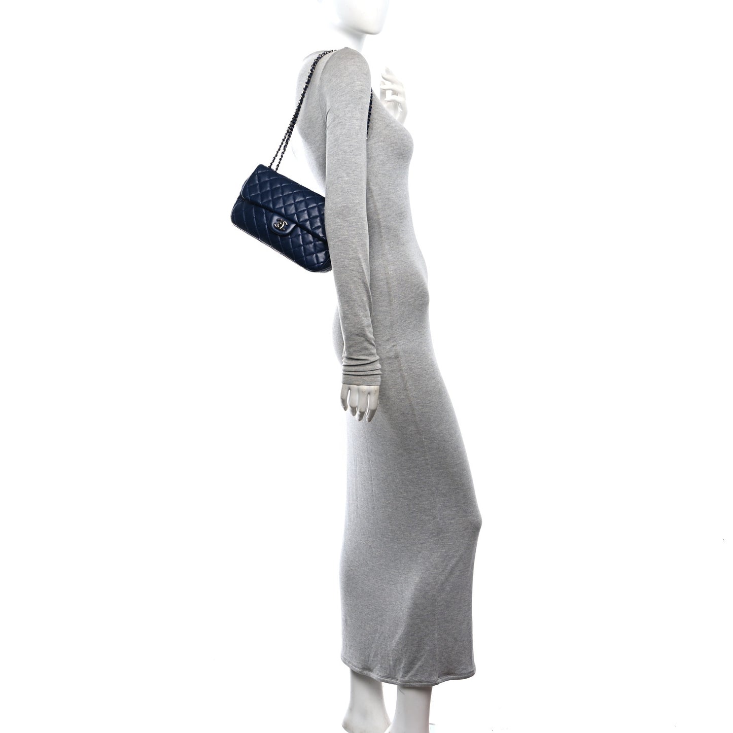Lambskin Quilted Strass Flap Dark Blue