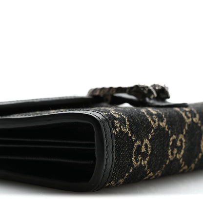 Gucci Jacquard Black Denim GG Monogram Mini Dionysus Chain Wallet Black Ivory 9 of 11