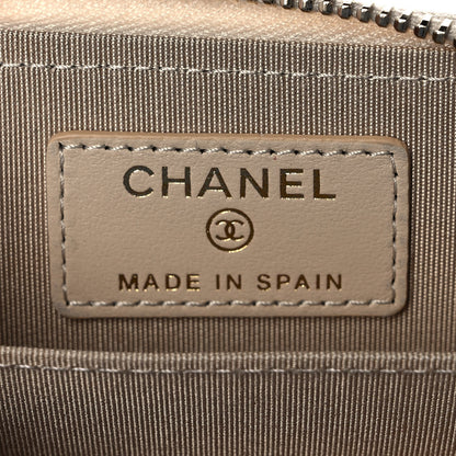 Chanel Goatskin Quilted Chanel 19 Zip Around Coin Purse Wallet Beige 6 of 11