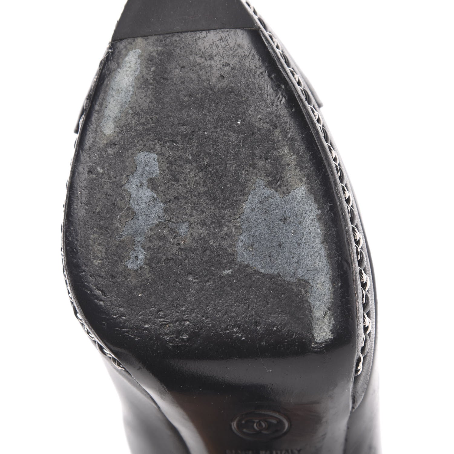 Chanel Lambskin CC Cap Toe Platform Chain Pumps 41 Black 9 of 13
