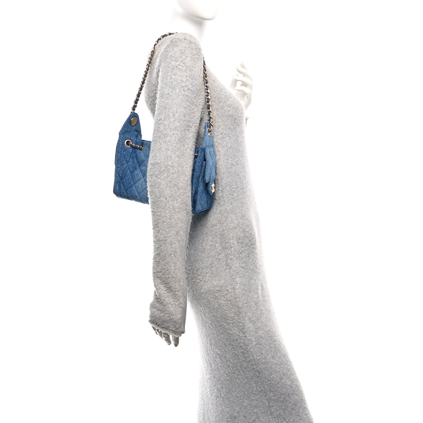 Washed Denim Quilted Mini Chanel 25 Handbag Blue