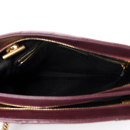 Saint Laurent Grain de Poudre Matelasse Chevron Small Tribeca Shopping Bag Rouge Legoin 5 of 11