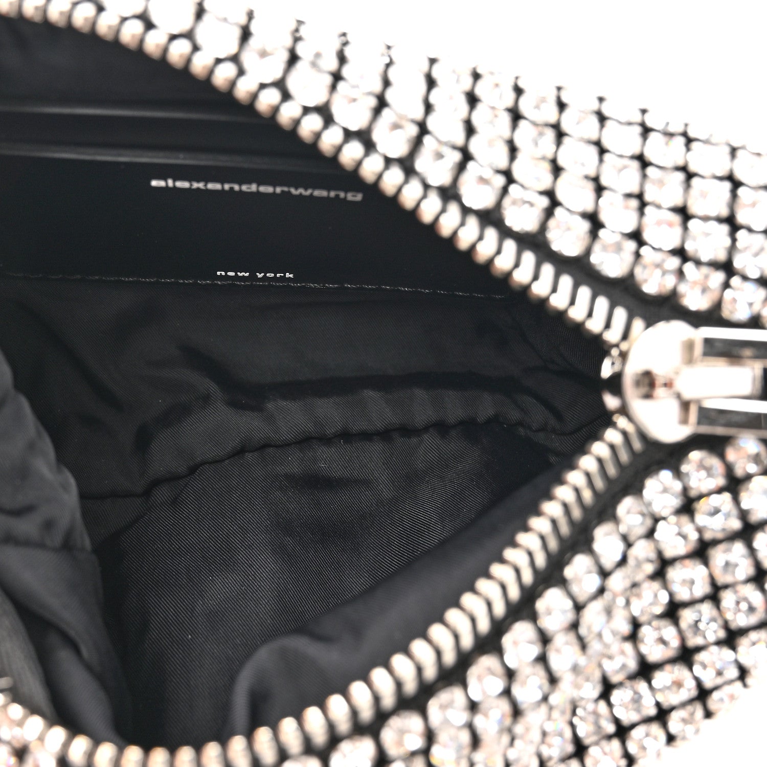 Alexander Wang Mesh Crystal Rhinestone Mini Heiress Pouch Black Silver 5 of 9