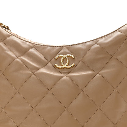 Chanel Lambskin Quilted Hobo Beige 8 of 10