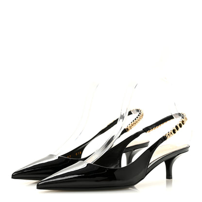 Gucci Patent Signoria 35mm Slingback Pumps 37 Black 4 of 10