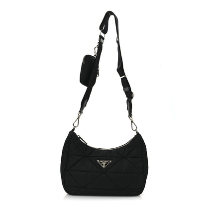 Prada Re-Nylon Triangle Padded Patchwork Shoulder Bag Black 1 of 17
