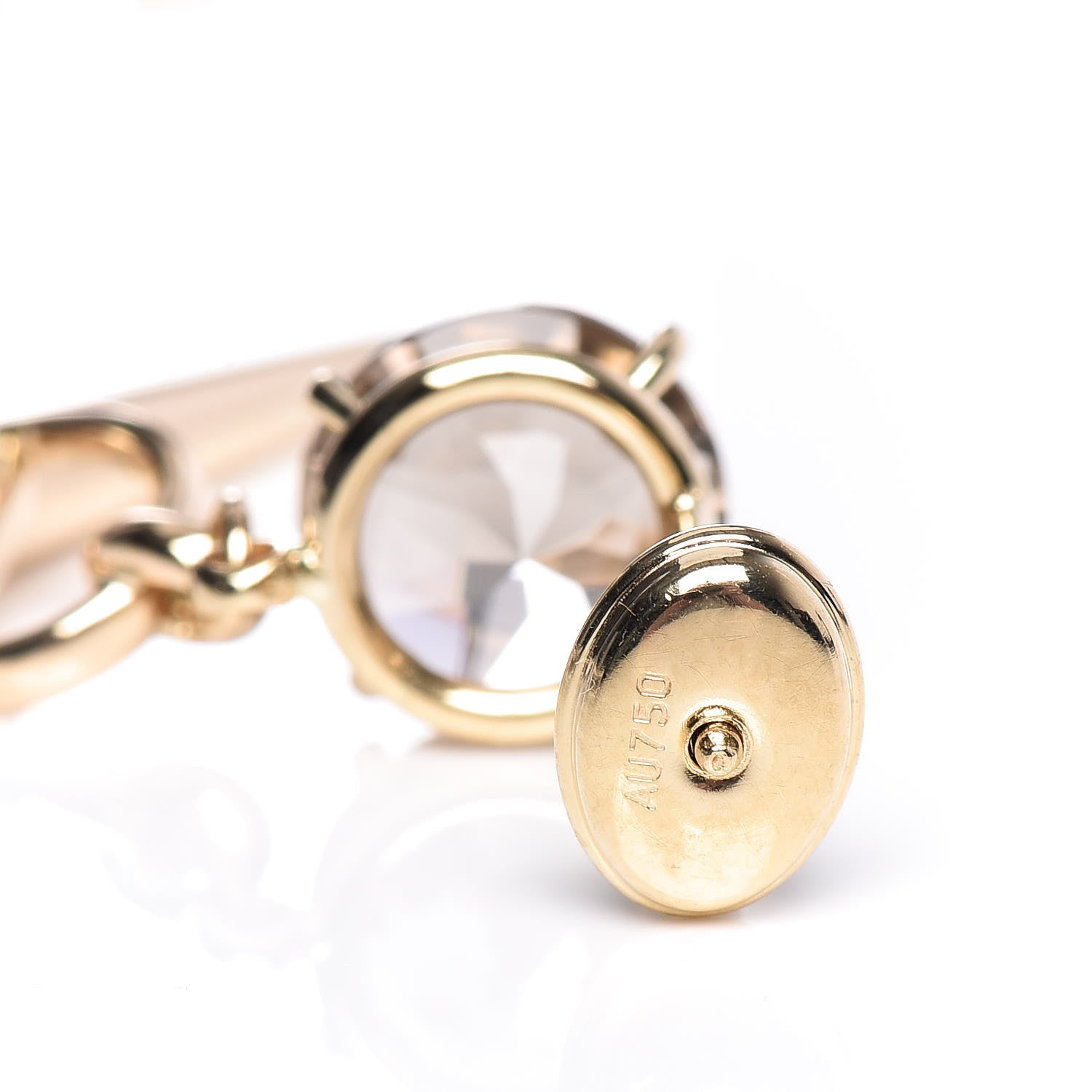 Gucci 18K Yellow Gold Smoky Quartz Horsebit Spike Drop Earrings 4 of 5