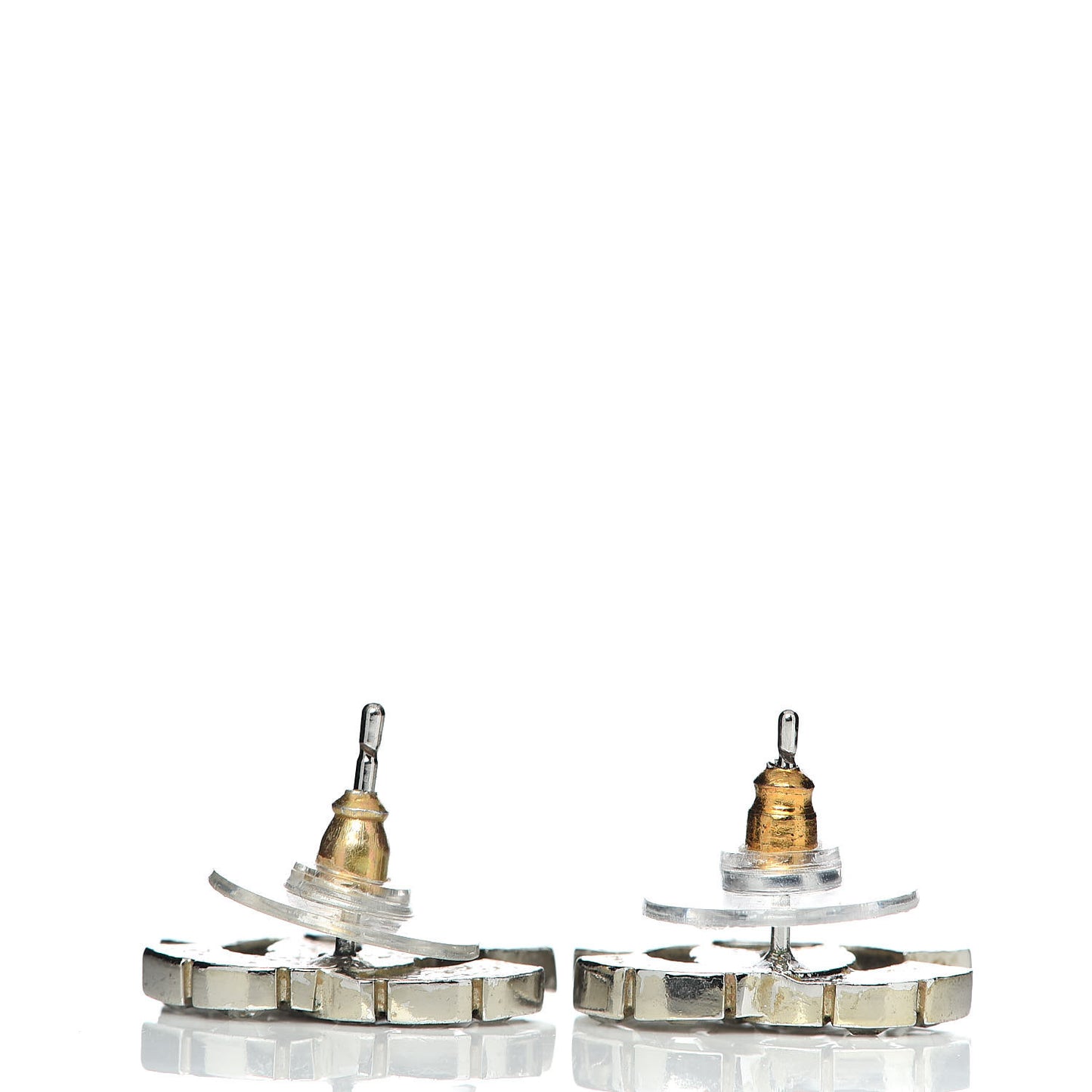 Baguette Crystal CC Earrings Silver