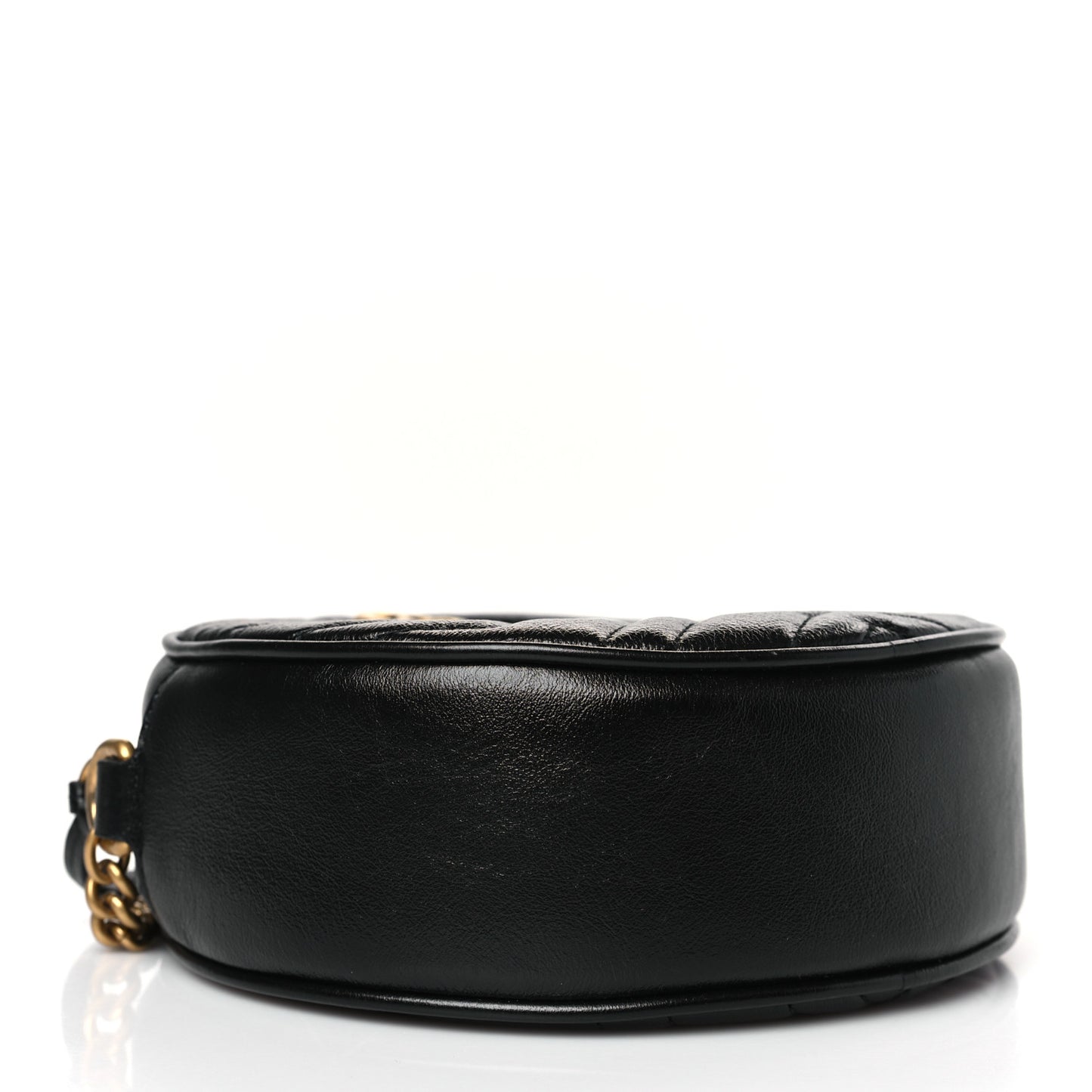 Azalea Calfskin Matelasse Heart Mini GG Marmont Round Shoulder Bag Black