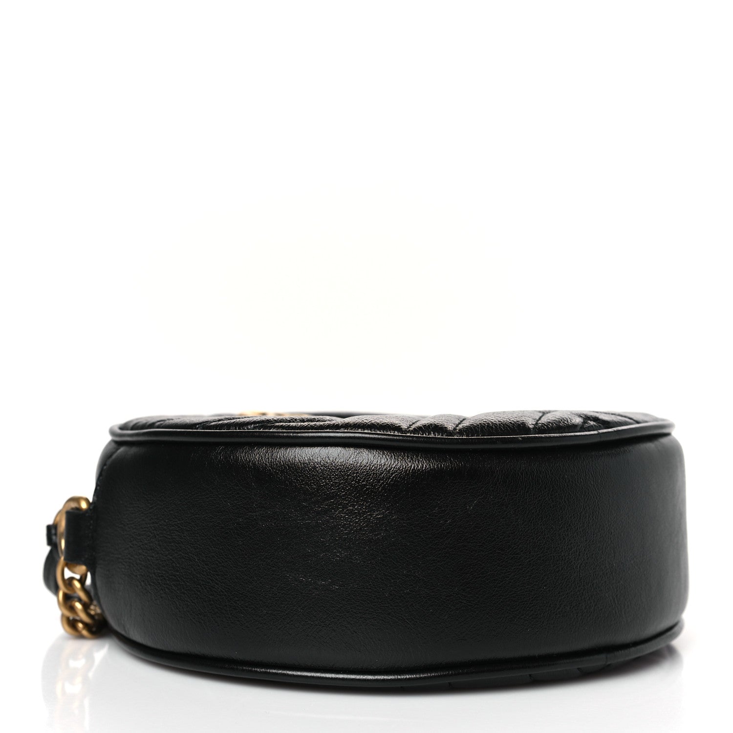 Gucci Azalea Calfskin Matelasse Heart Mini GG Marmont Round Shoulder Bag Black 4 of 9