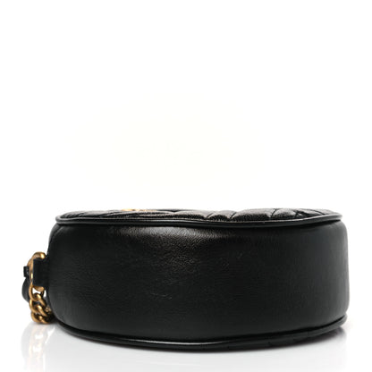 Gucci Azalea Calfskin Matelasse Heart Mini GG Marmont Round Shoulder Bag Black 4 of 9
