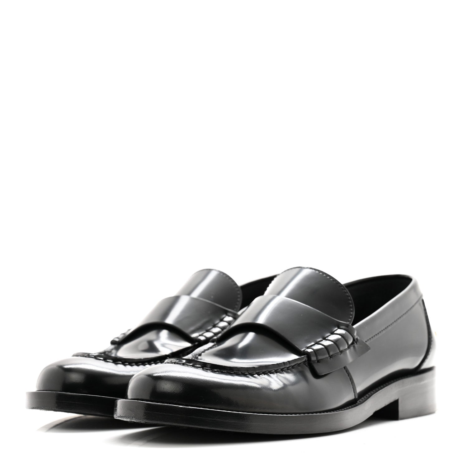 Chanel Shiny Calfskin Logo Loafers 37.5 Black 3 of 10
