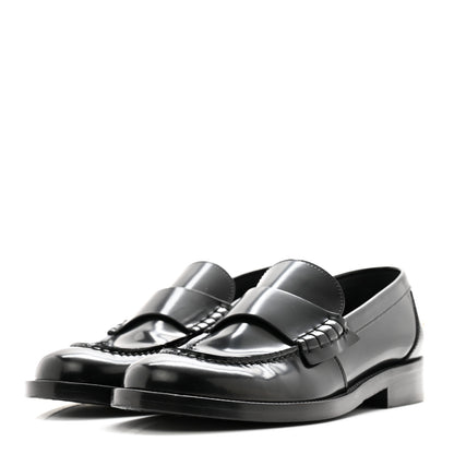 Chanel Shiny Calfskin Logo Loafers 37.5 Black 3 of 10