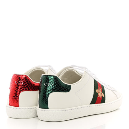 Gucci Calfskin Ayers Bee Embroidered Womens Ace Sneakers 36.5 White Green 4 of 12