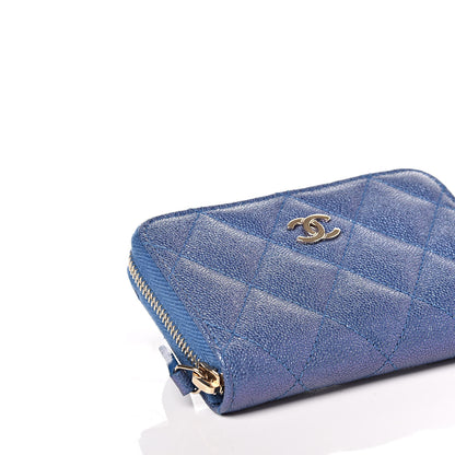 Chanel Iridescent Caviar Quilted Zip Coin Purse Blue 5 of 10