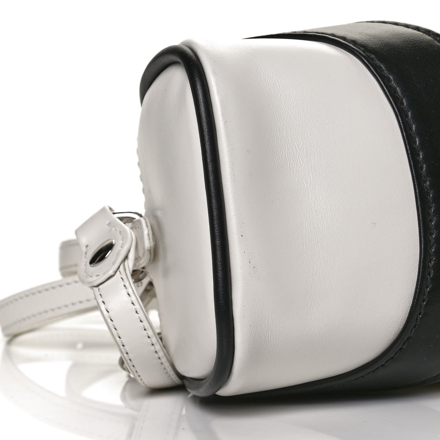 Prada Soft Calfskin Bowling Crossbody Bag White Black 9 of 11