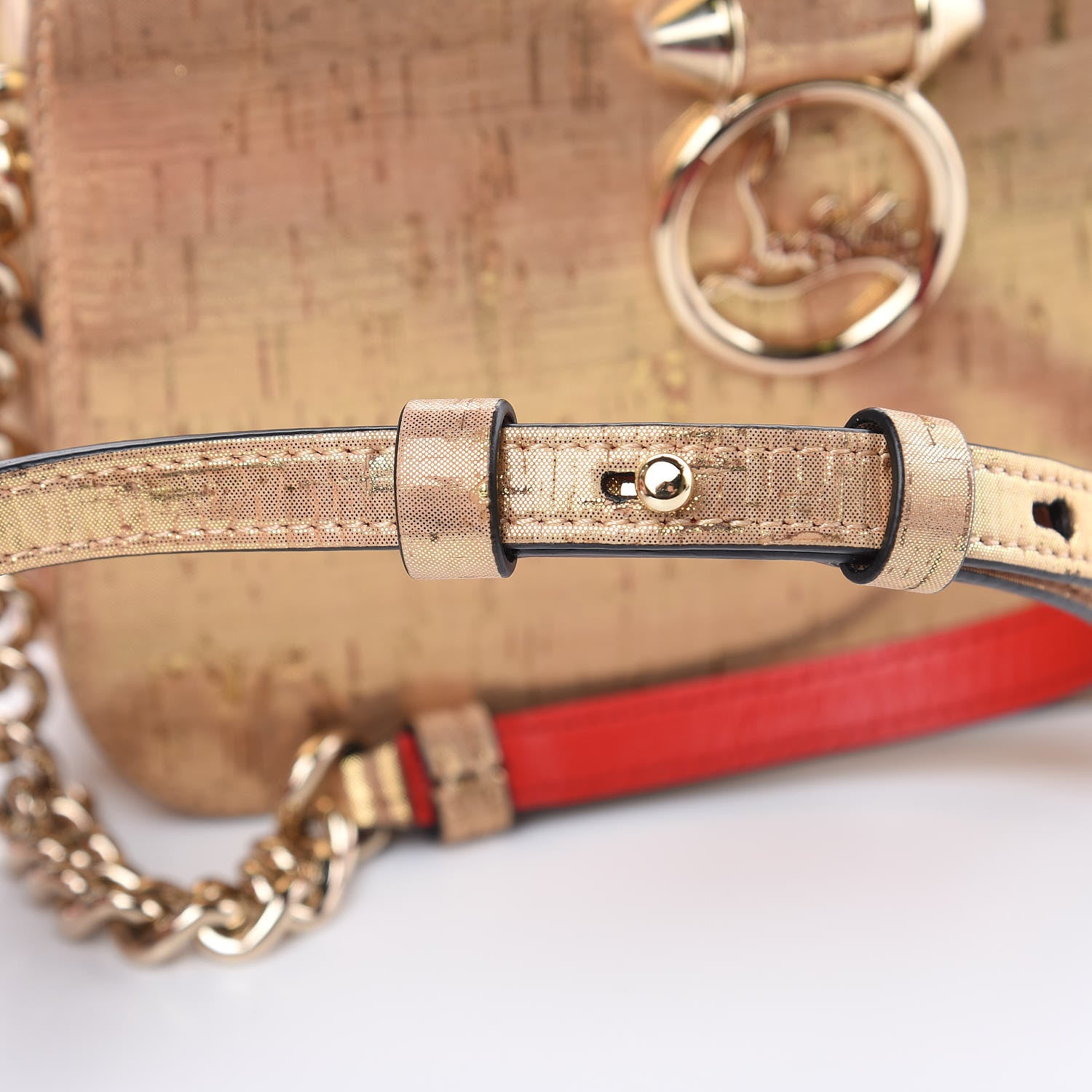 Christian Louboutin Metallic Liege Pepite Cork Mini Rubylou Crossbody Gold 11 of 11