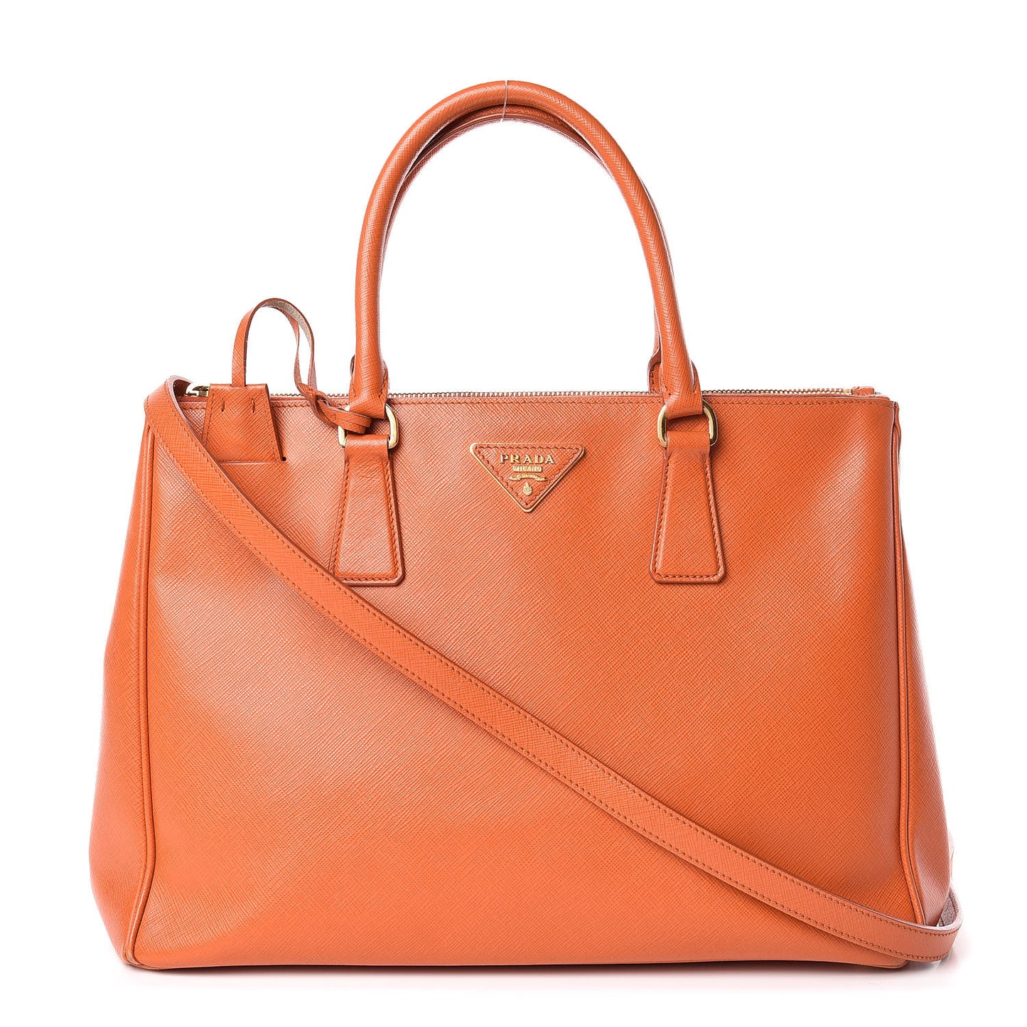 Saffiano Medium Galleria Double Zip Tote Papaya