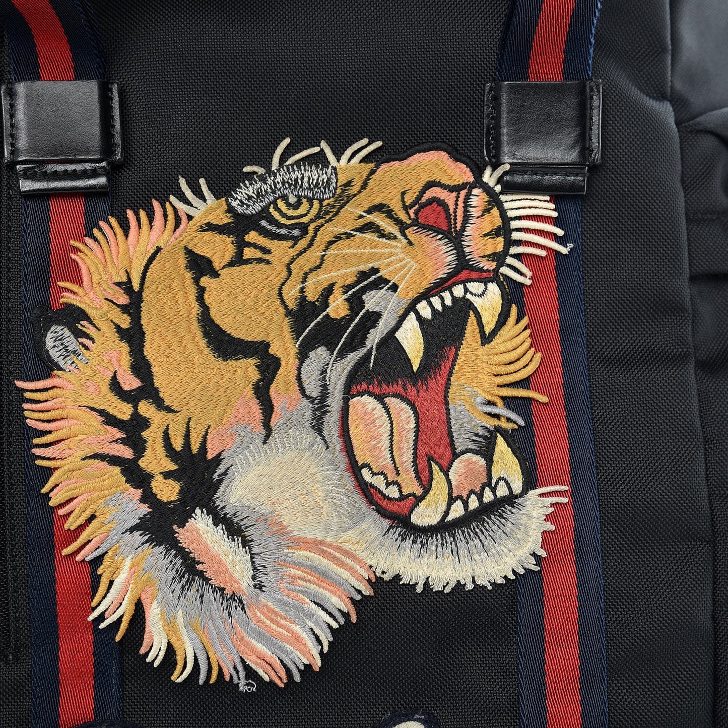 Techno Canvas Web L'Aveugle Par Amour Embroidered Double Buckle Backpack Black