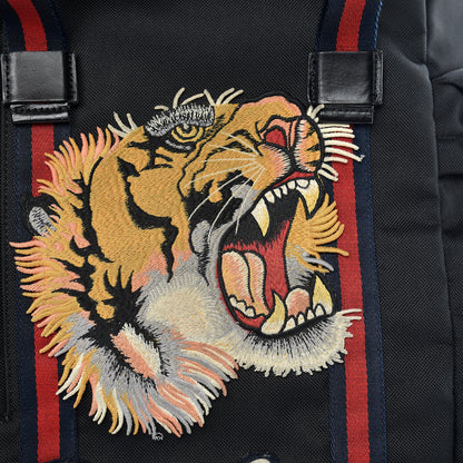 Gucci Techno Canvas Web L'Aveugle Par Amour Embroidered Double Buckle Backpack Black 12 of 14