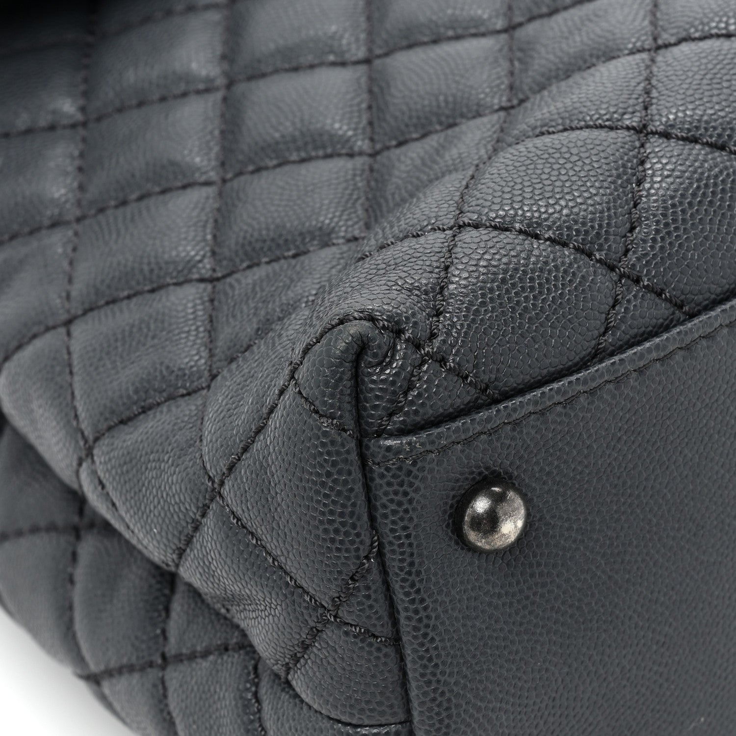 Chanel Caviar Lizard Quilted Large Coco Handle Flap Grey 13 of 16