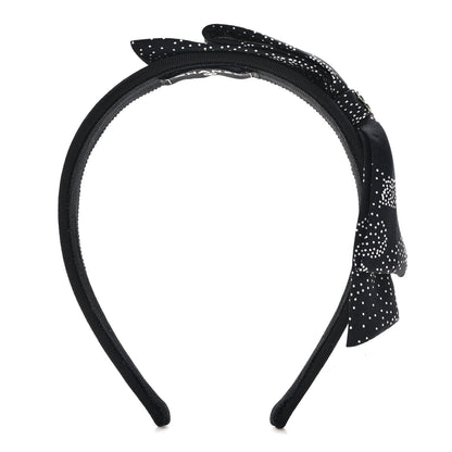 Chanel Silk Bow CC Headband Black White 1 of 7