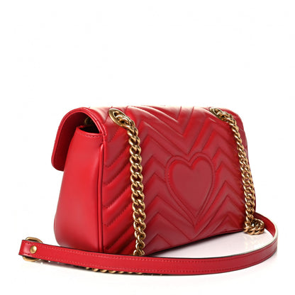 Gucci Calfskin Matelasse Small GG Marmont Shoulder Bag Hibiscus Red 2 of 5