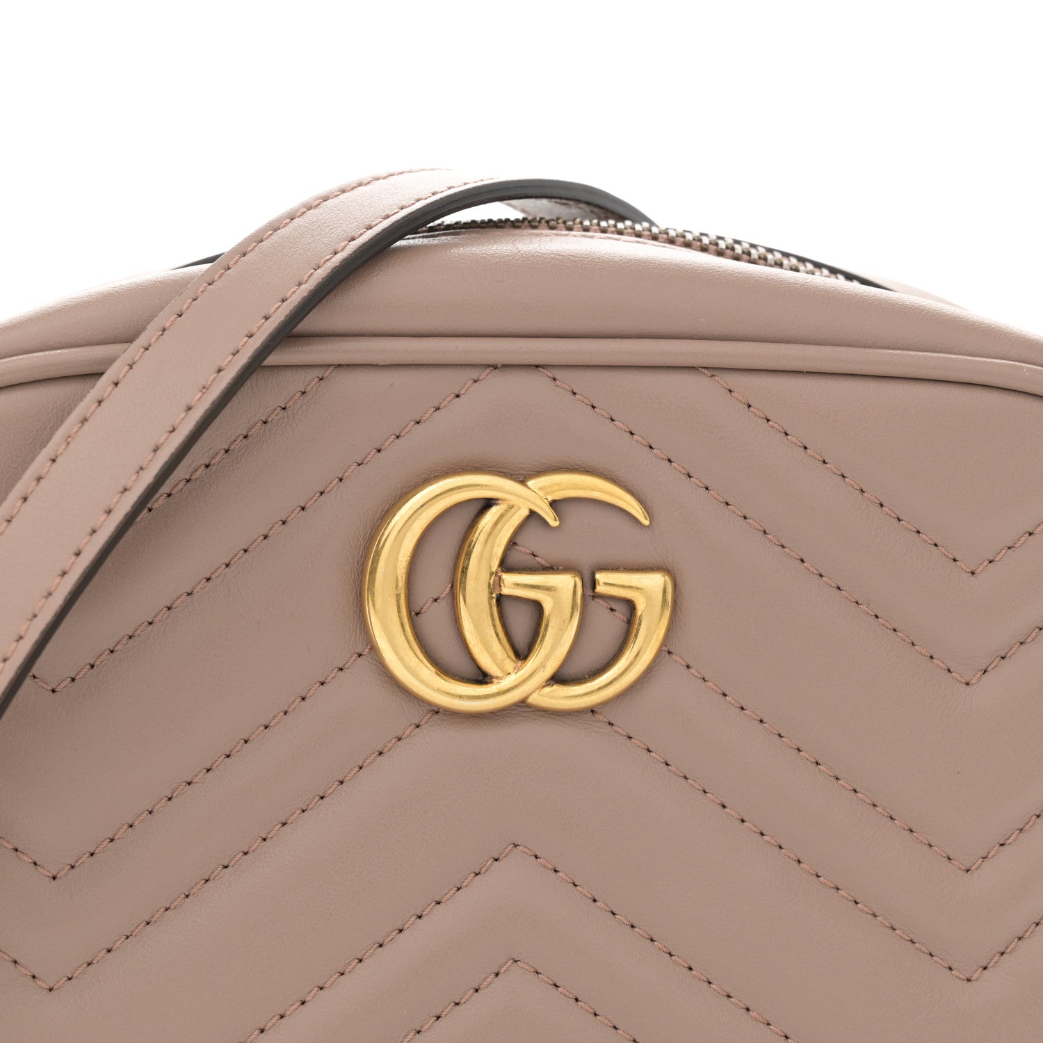 Gucci Calfskin Matelasse Mini GG Marmont Chain Shoulder Bag Porcelain Rose 8 of 12