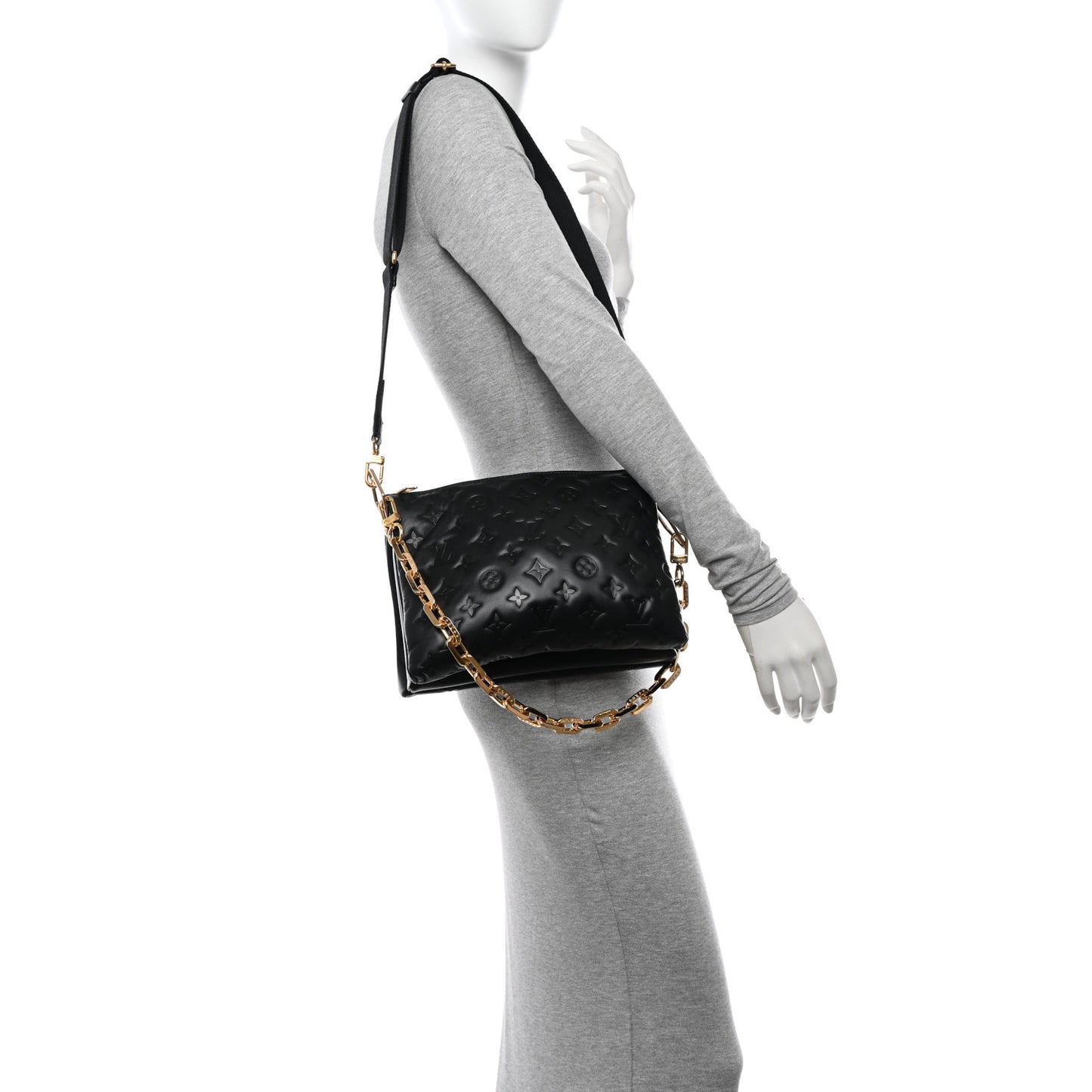 Lambskin Embossed Monogram Coussin PM Black