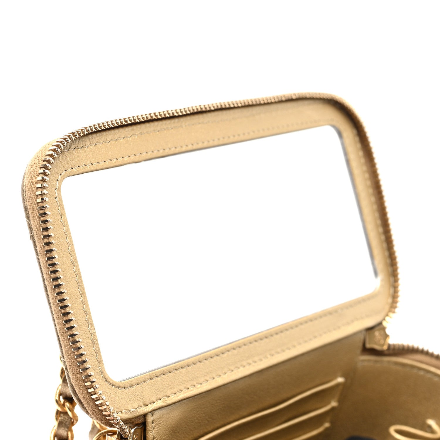 Chanel Metallic Lambskin Quilted Small CC Dynasty Vanity Case With Chain Gold 8 of 11
