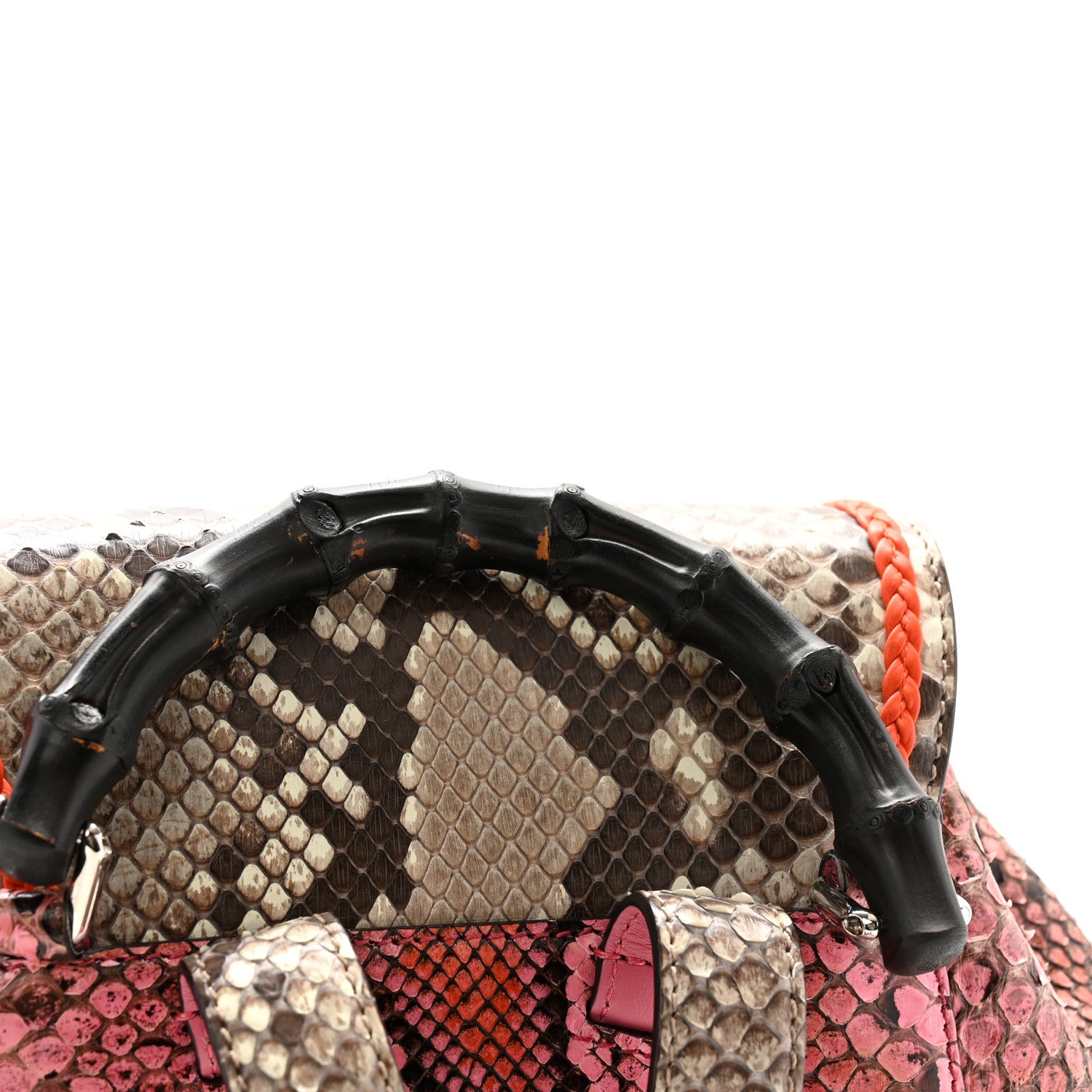 Gucci Snakeskin Medium Bamboo Backpack Pink Multicolor 13 of 13