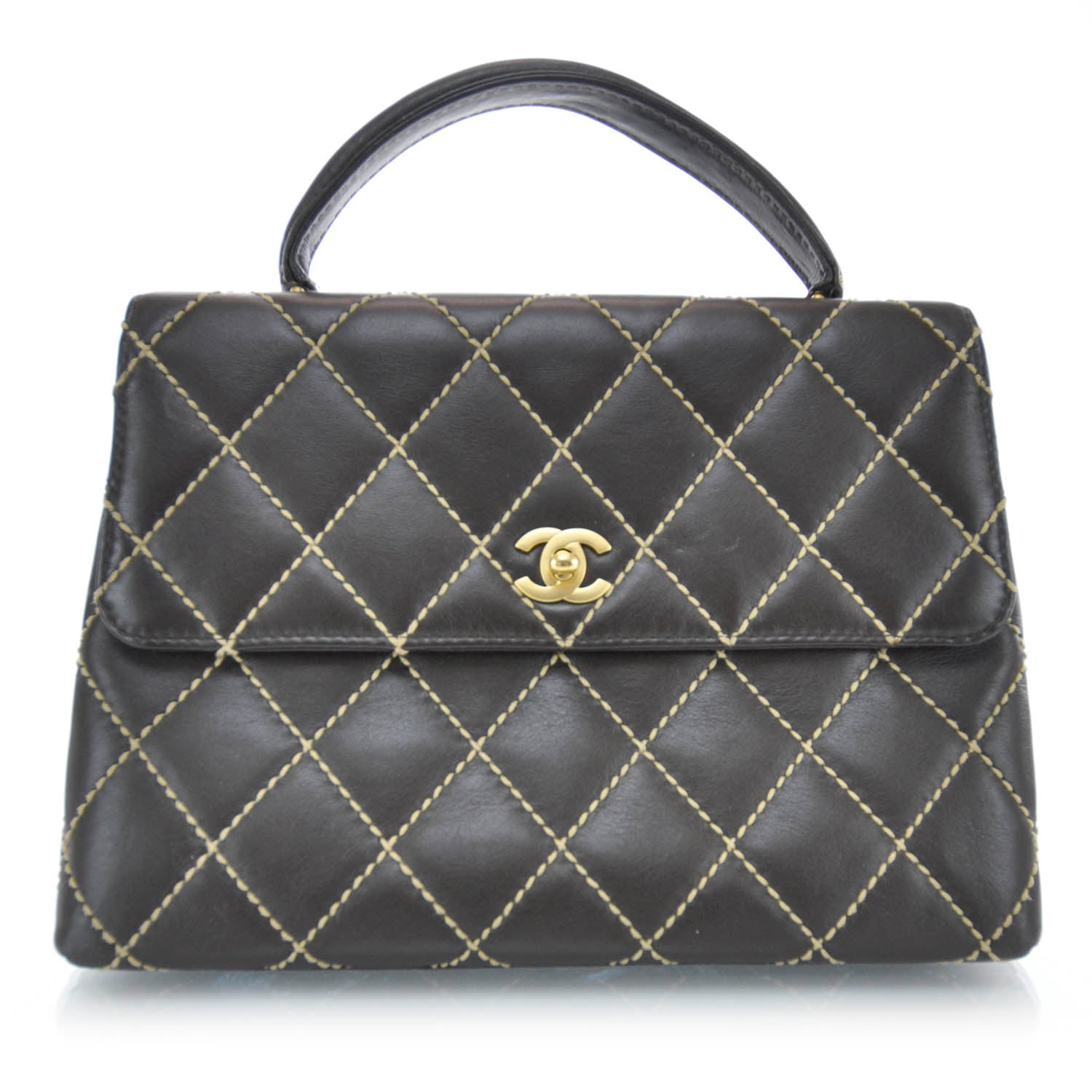 Chanel Leather Diamond Stitch Surpique Kelly Brown 1 of 10